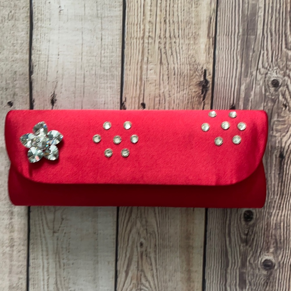 Satin Red Formal Dress Clutch Shoulder Purse